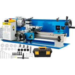VEVOR - Compact Metal Lathe 7" x 14", Adjustable Speed 0-2500 RPM, Equipped with 4" 3-jaw Chuck, Ideal for Metalworking - Blue