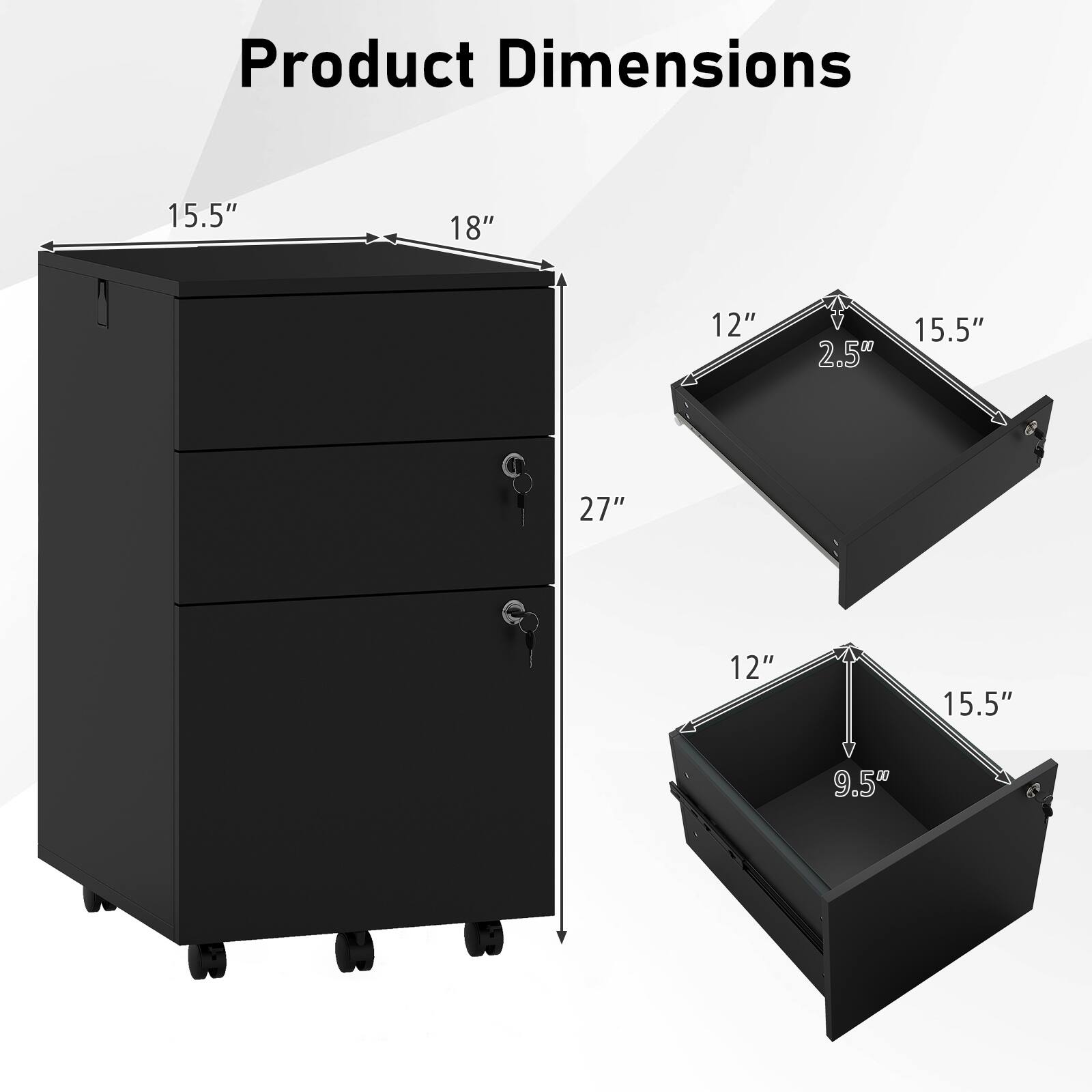 Product Dimensions: 15.5" x 18" x 27", 15.5" x 12" x 2.5", 15.5" x 12" x 9.5"
