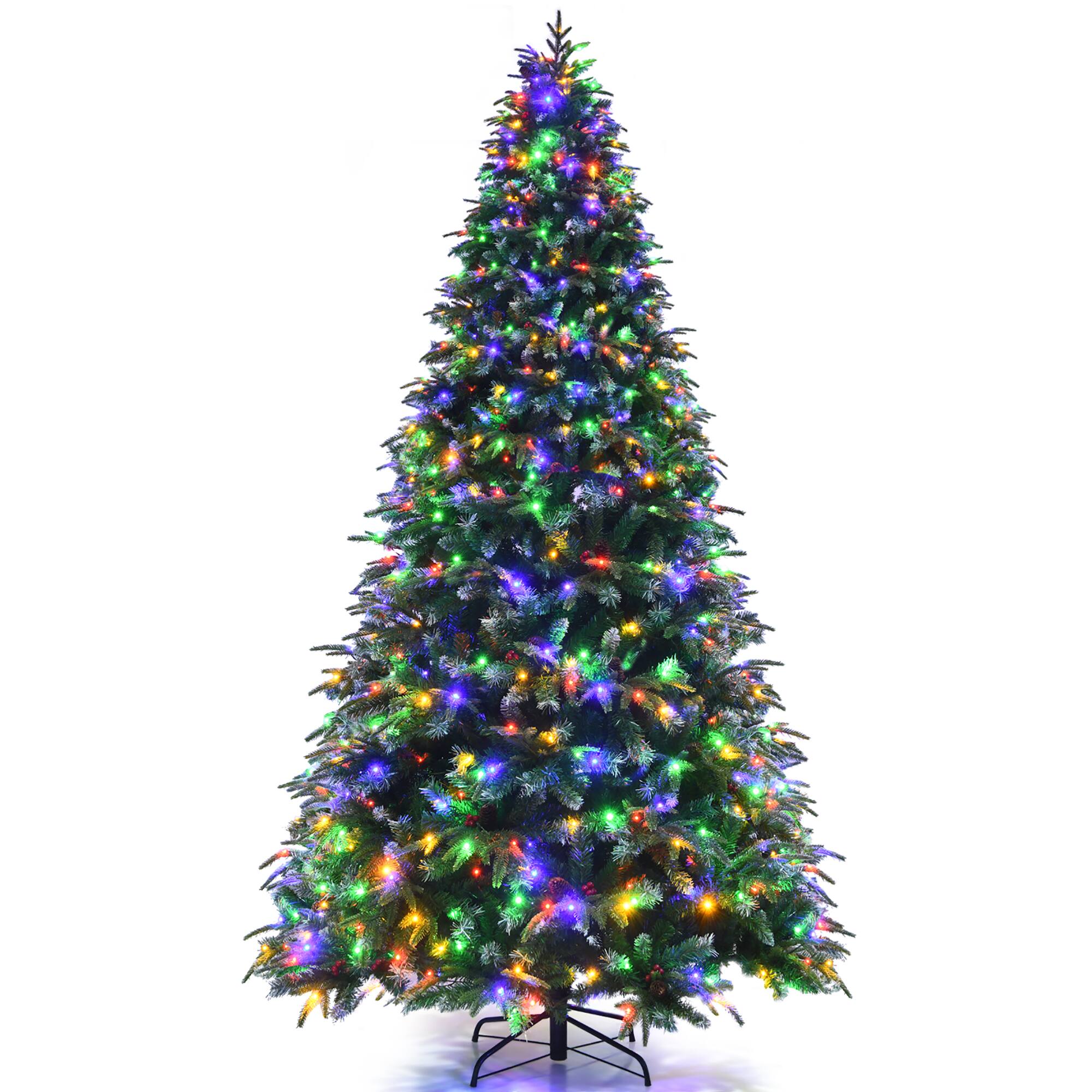 Alt View 21. Costway - 9ft Pre-Lit Snowy Christmas Hinged Tree 11 Flash Modes w/ 780 Multi-Color Lights - Green/White.