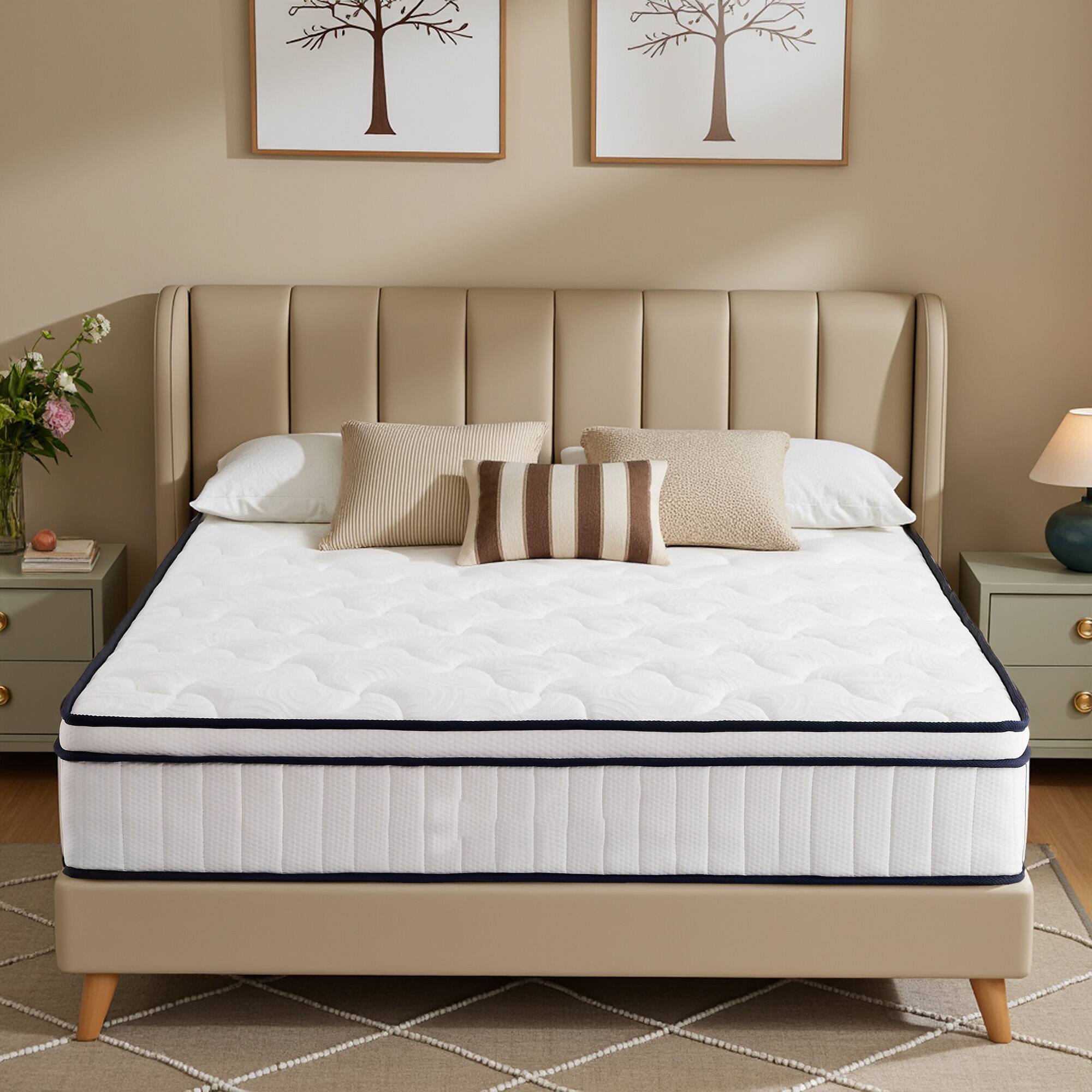 Alt View 1. Ecooso - 10" King Medium-Firm Hybrid Mattress, Memory Foam + Pocket Coils, Pressure Relief, Cooling Cover - White.