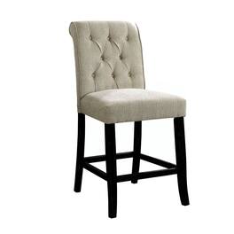 Manhattan Lane - Wooden Fabric Upholstered Counter Height Chair, Pack Of Two - Ivory And Black