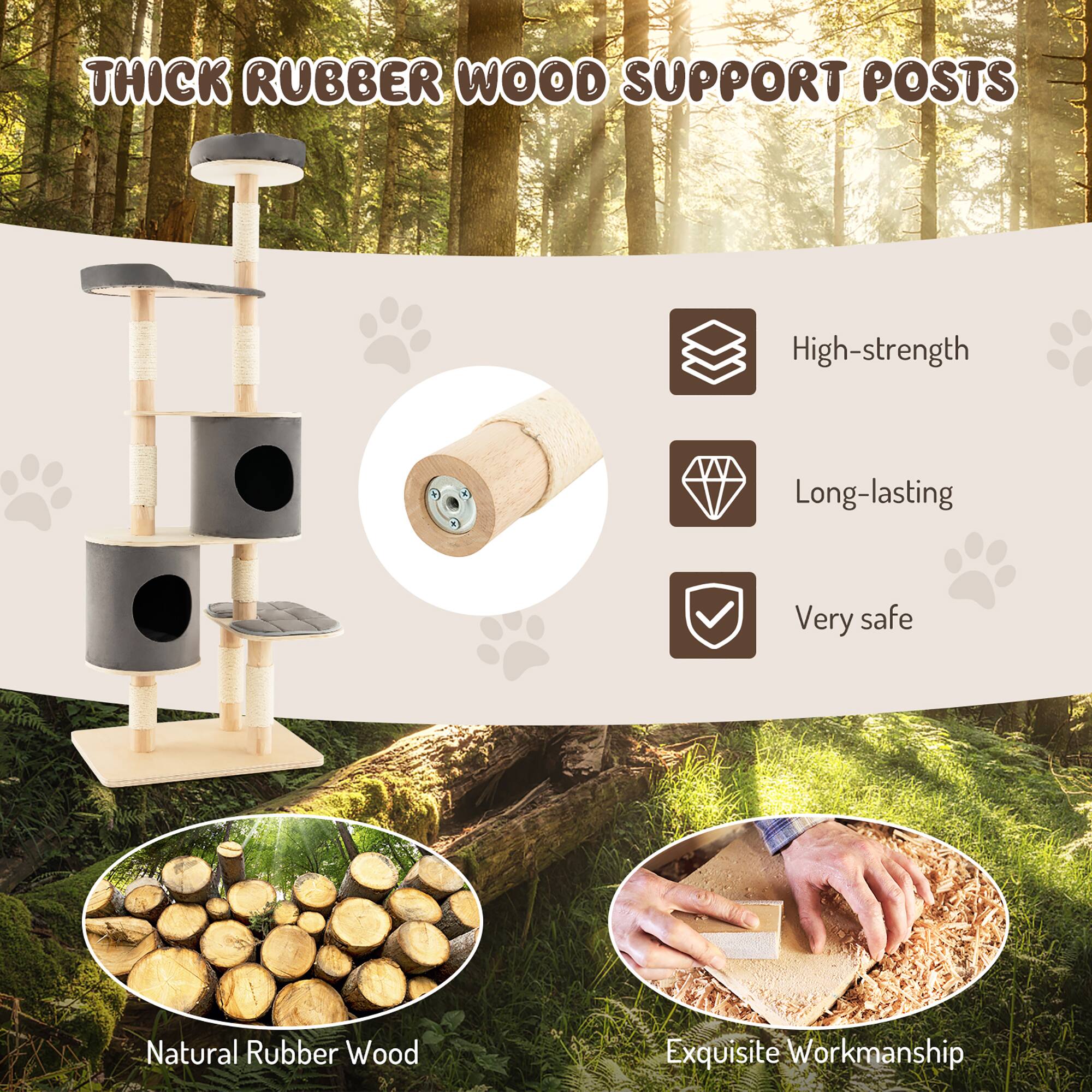 THICK RUBBER WOOD SUPPORT POSTS

- High-strength
- Long-lasting
- Very safe
- Natural Rubber Wood
- Exquisite Workmanship