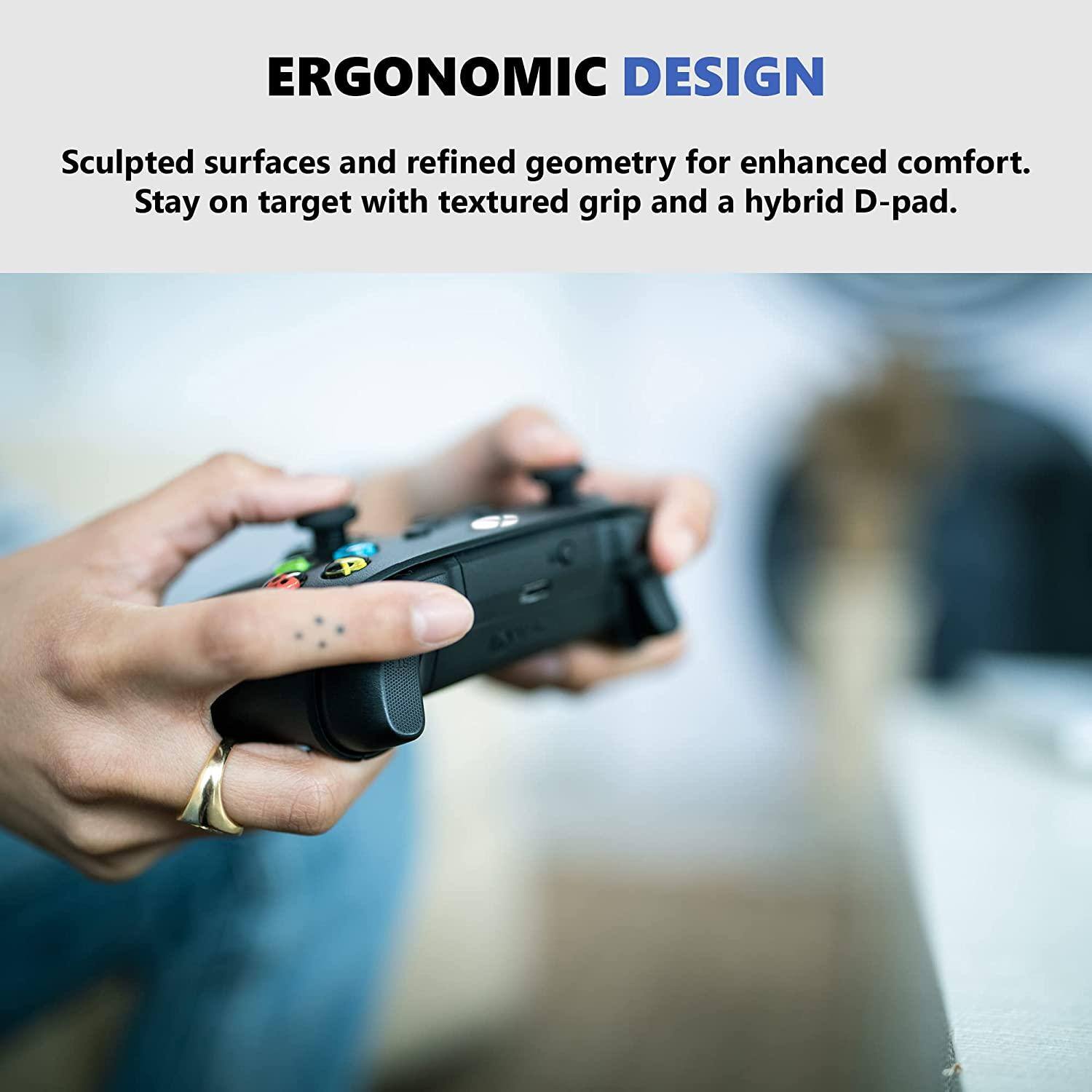 ERGONOMIC DESIGN

Sculpted surfaces and refined geometry for enhanced comfort. Stay on target with textured grip and a hybrid D-pad.