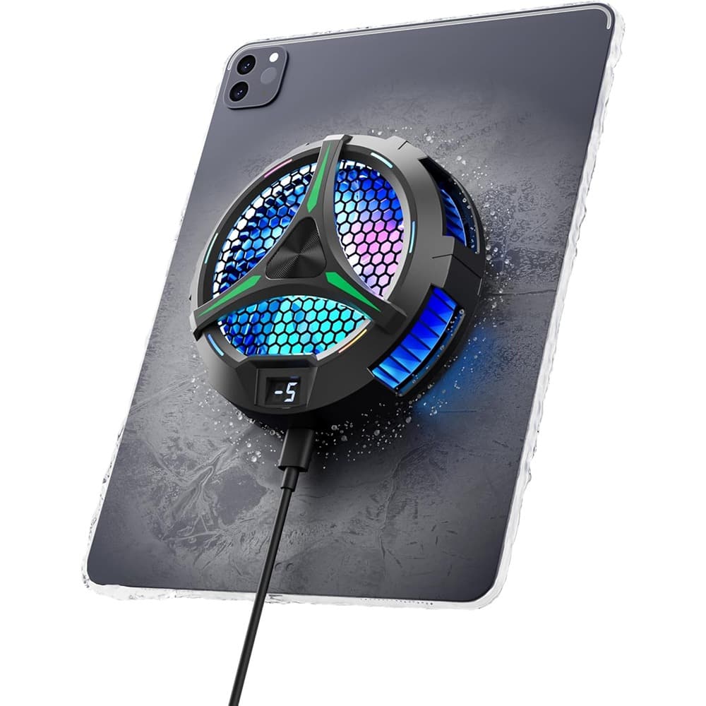 ACJPR - Magnetic Tablet Cooler for iPad, Surface Pro, and Android Tablets with Temperature Display for Gaming and Streaming - Black/Green