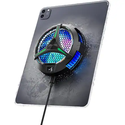 Front. ACJPR - Magnetic Tablet Cooler for iPad, Surface Pro, and Android Tablets with Temperature Display for Gaming and Streaming - Black/Green.
