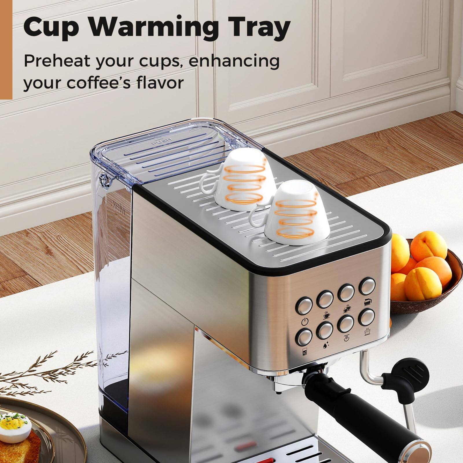 Cup Warming Tray  
Preheat your cups, enhancing your coffee's flavor