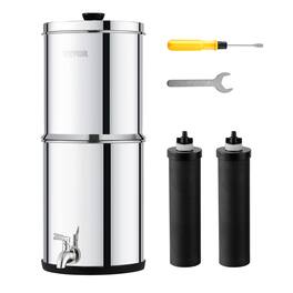 VEVOR - Gravity-fed Water Filter System, 1.5G 304 Stainless-Steel Countertop System, Water Filtration System - Silver