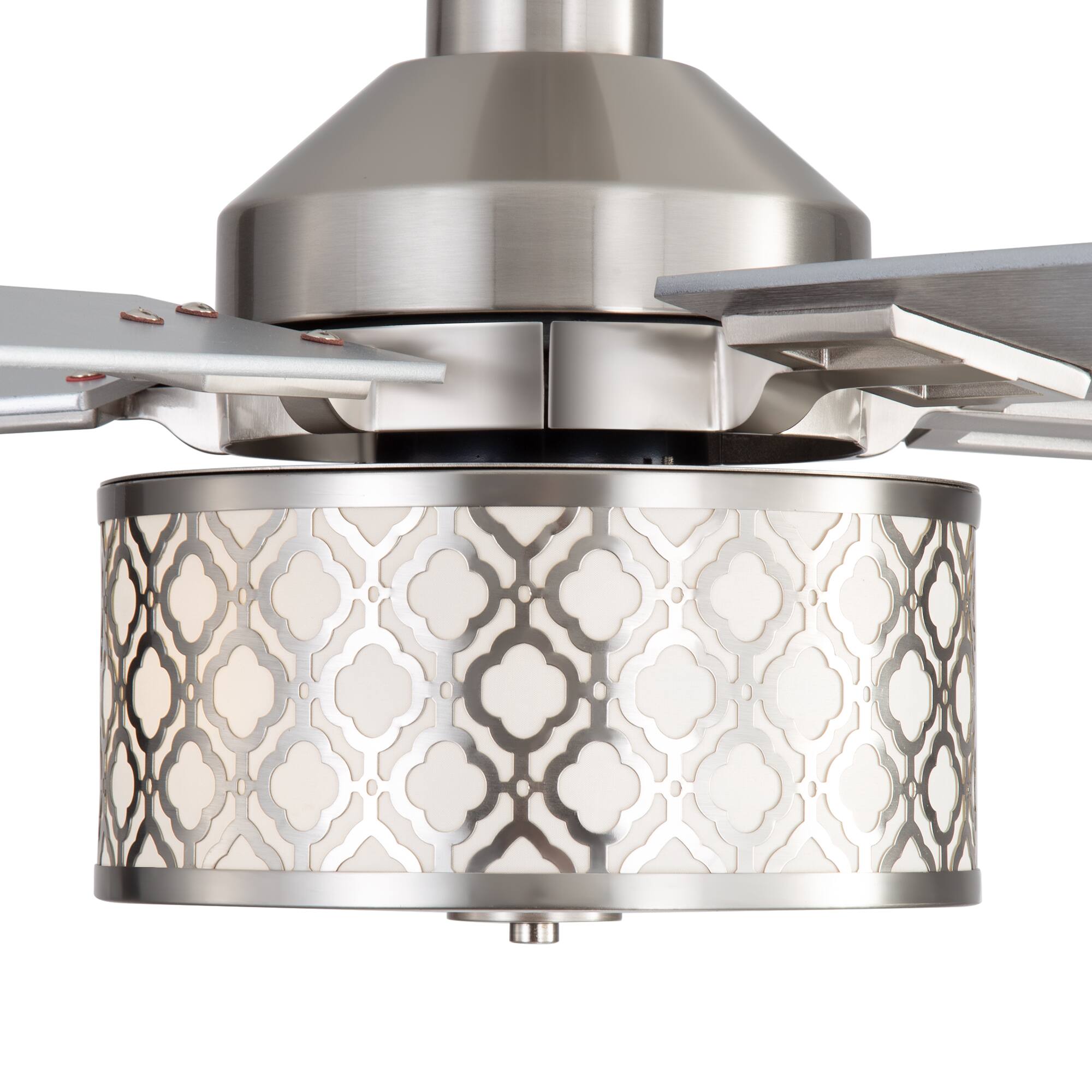 Alt View 8. Breezary - 52-Inch Ceiling Fan with Light Fixture, 5 Reversible Plywood Blades, DC Remote Control, 5/10-Inch Downrods, Indoor Use - Satin Nickel with Silver and Woodgrain.