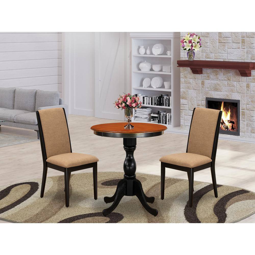 Alt View 6. East West Furniture - East West Furniture 3-Piece Dinner Table Set Include a Wood Table and 2 Light Sable Linen Fabric Padded Chairs with - Multi-Color.