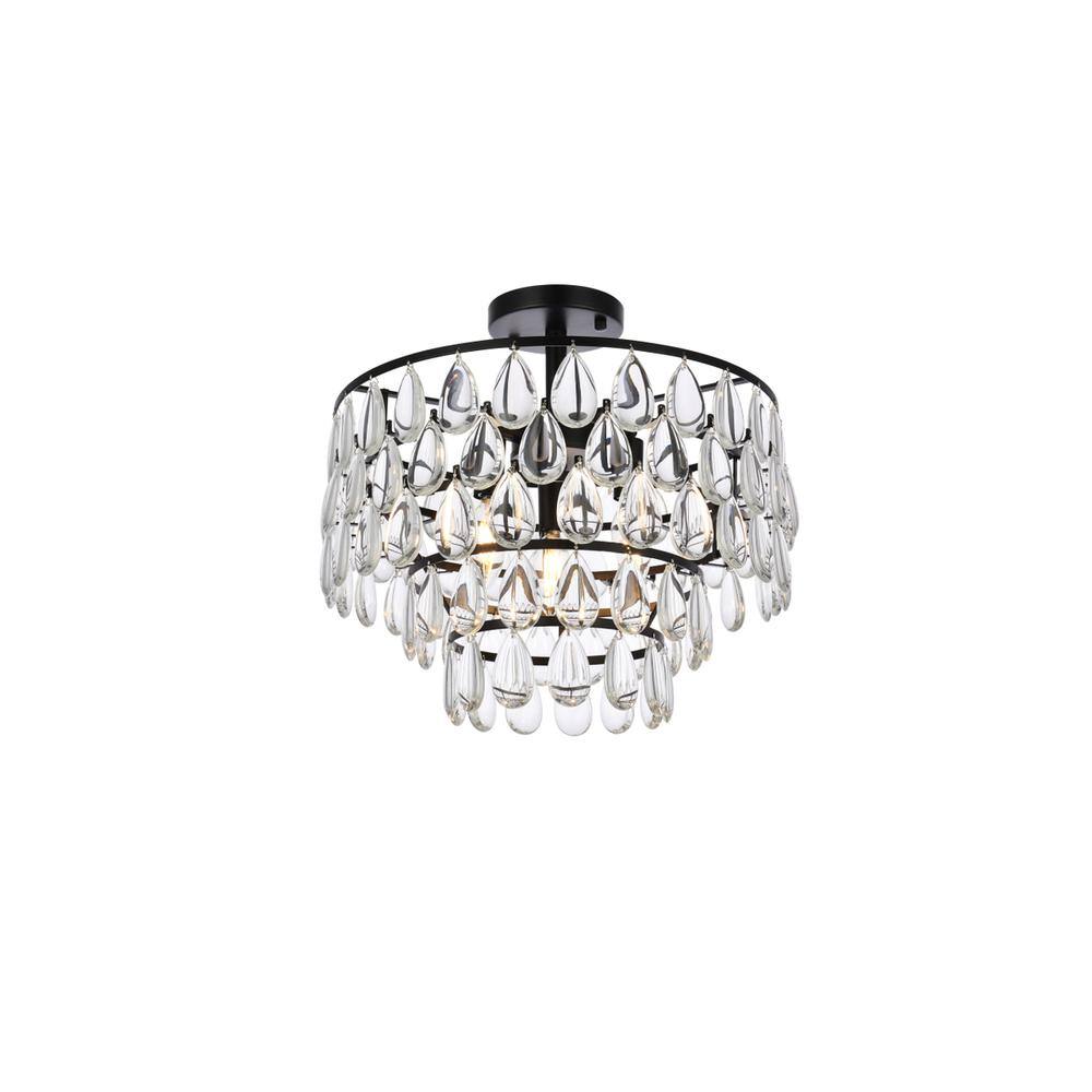 Back. Elegant Lighting - Mila 16 inch flush mount in black - Black.