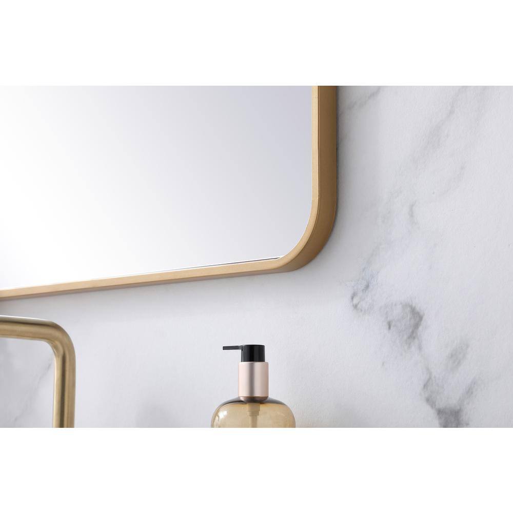 Alt View 2. Elegant Decor - Soft corner metal rectangular mirror 24x32 inch in Brass - Brass.