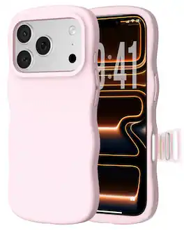 Ornarto - for iPhone 17 Pro Max Case 6.9", Wavy Liquid Silicone Protection Case with Camera Control Button - Chalk Pink