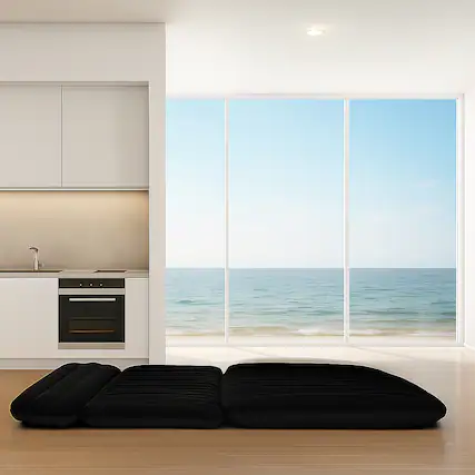 Front. BreeBe - SUV Backseat Inflatable Air Mattress with Pump for Outdoor Travel and Camping - Black.