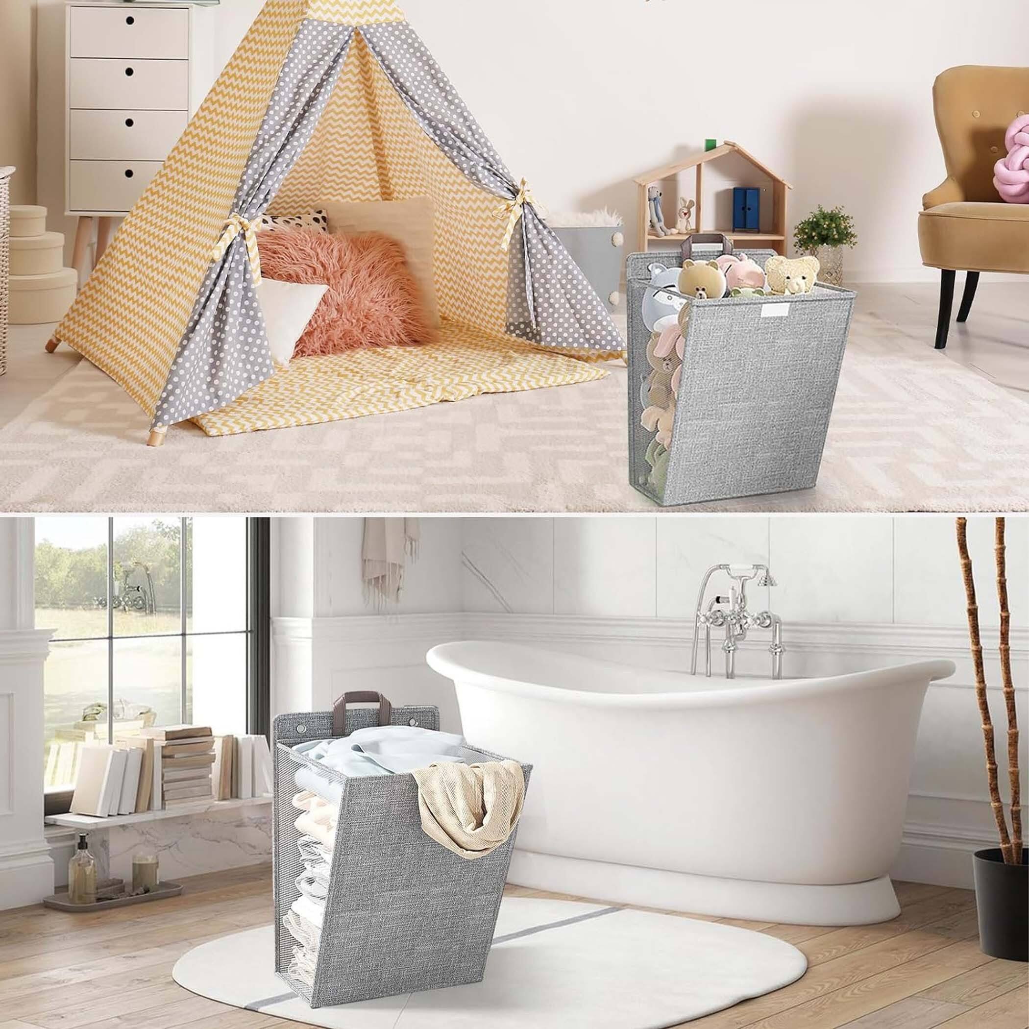 Alt View 5. Auledio - 1Pc Wall-Mounted Laundry Hamper, Laundry Box, Storage Basket, Laundry Bag.