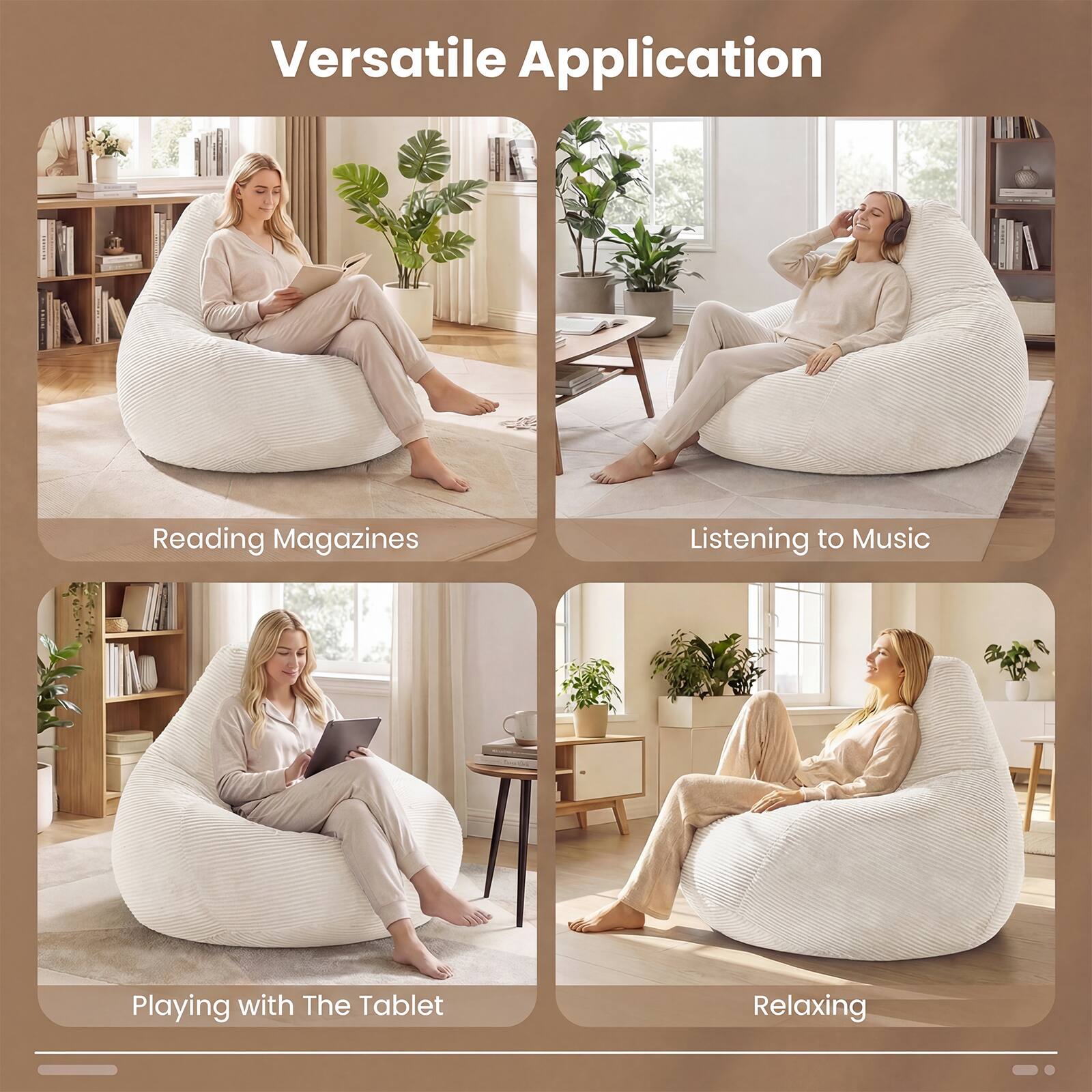 Versatile Application

- Reading Magazines
- Listening to Music
- Playing with The Tablet
- Relaxing