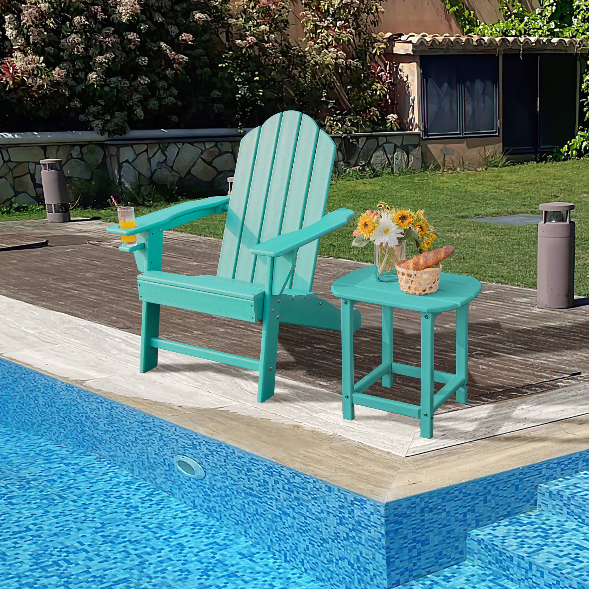 Alt View 1. Costway - Costway Patio Adirondack Chair Weather Resistant Garden Deck W/Cup Holder - Turquoise.
