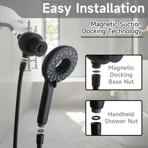 Easy Installation  
Magnetic Suction Docking Technology  

Magnetic Docking Base Nut  
Handheld Shower Nut
