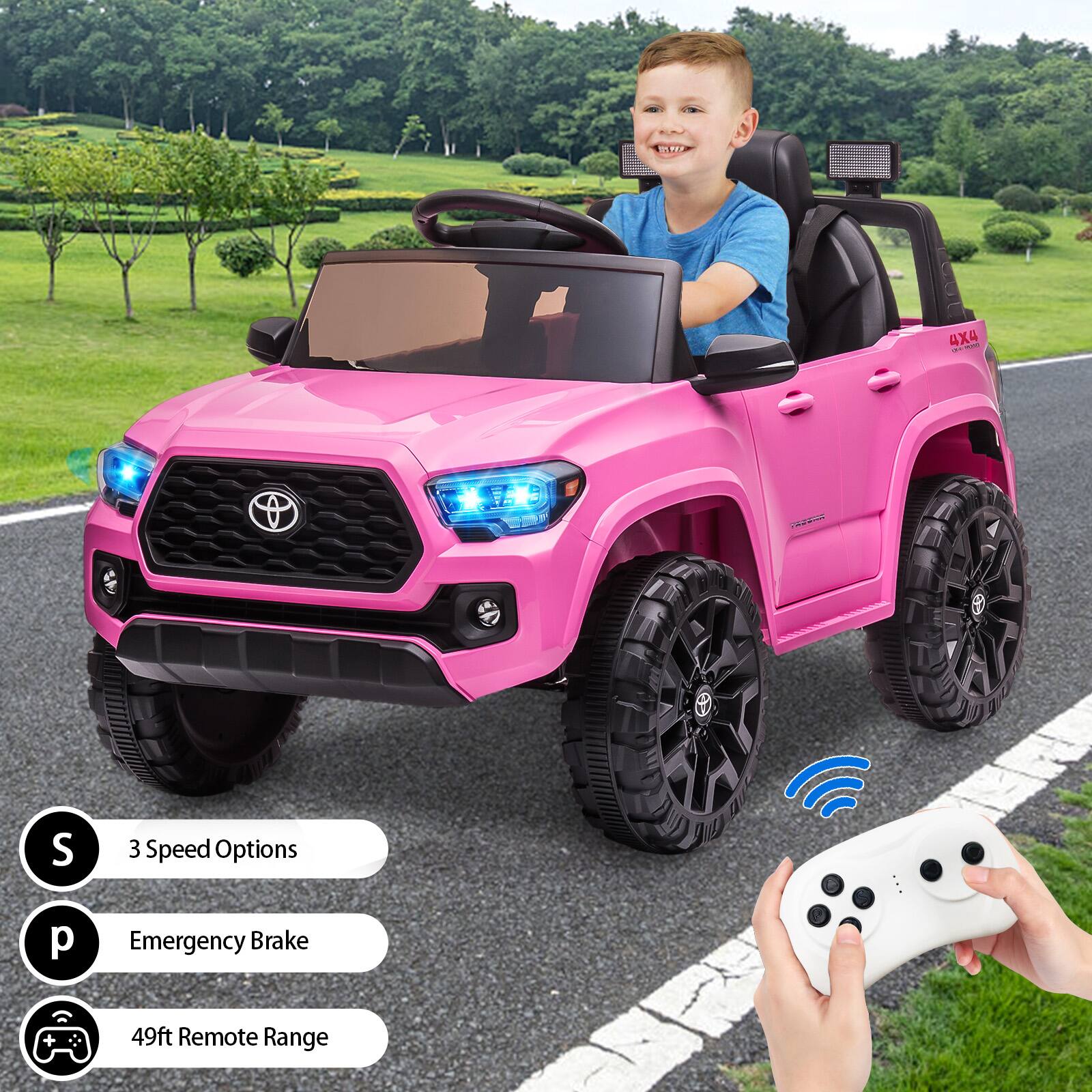 4x4  
3 Speed Options  
Emergency Brake  
49ft Remote Range