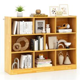 Pefilos - 3-Tier Open Bookcase, 8-Cube Floor Standing Storage Shelves Display Cabinet, Free-standing Bookshelf - Yellow