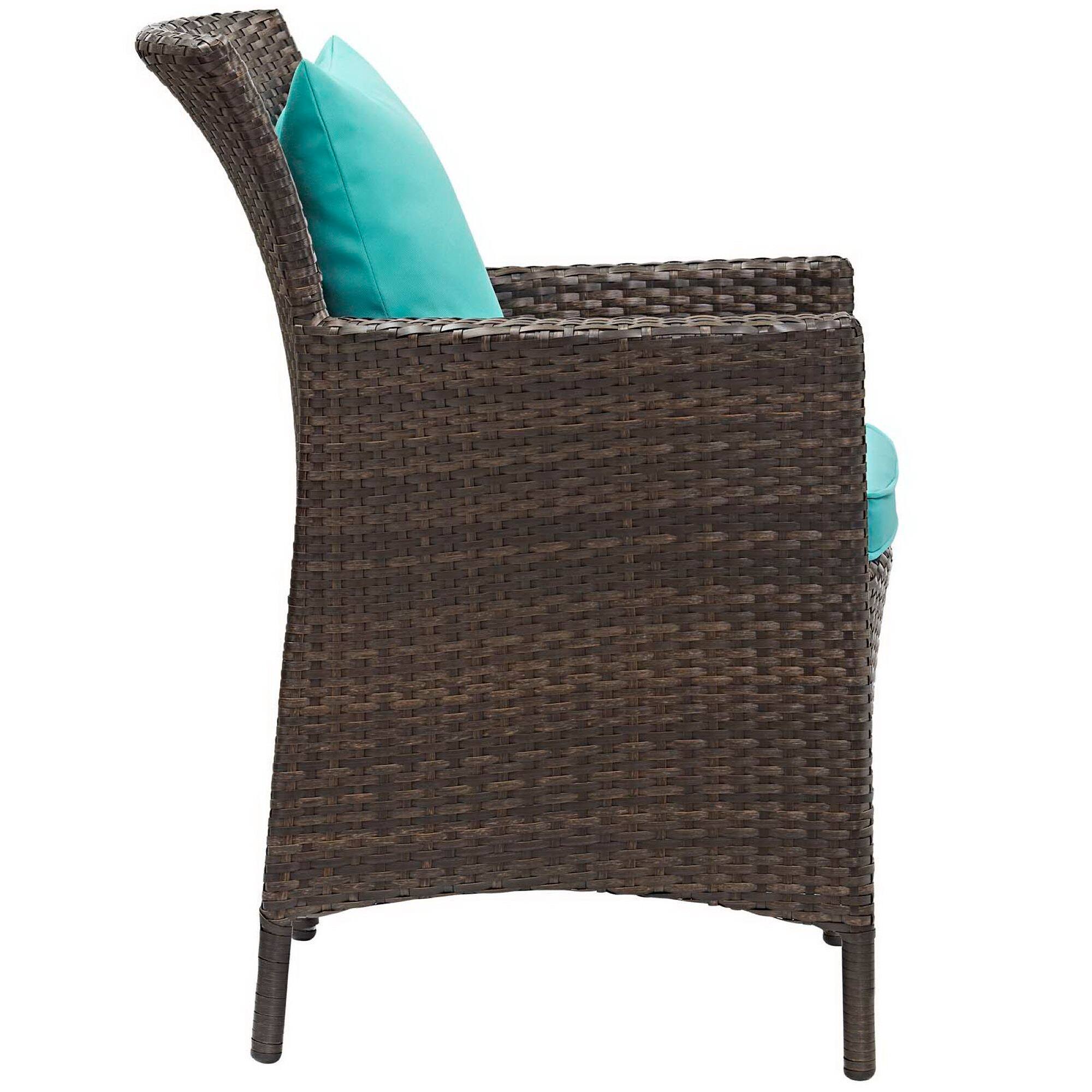 Angle. Modway - Conduit Outdoor Patio Wicker Rattan Dining Armchair by Modway - Brown Turquoise.