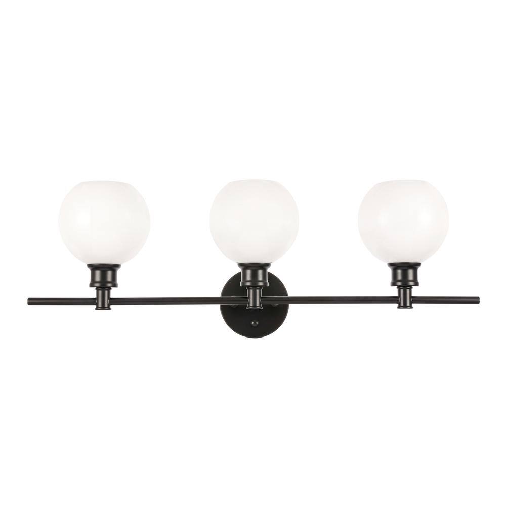 Alt View 9. Living District - Collier 3 light Black and Frosted white glass Wall sconce - Black And Frosted White Glass.