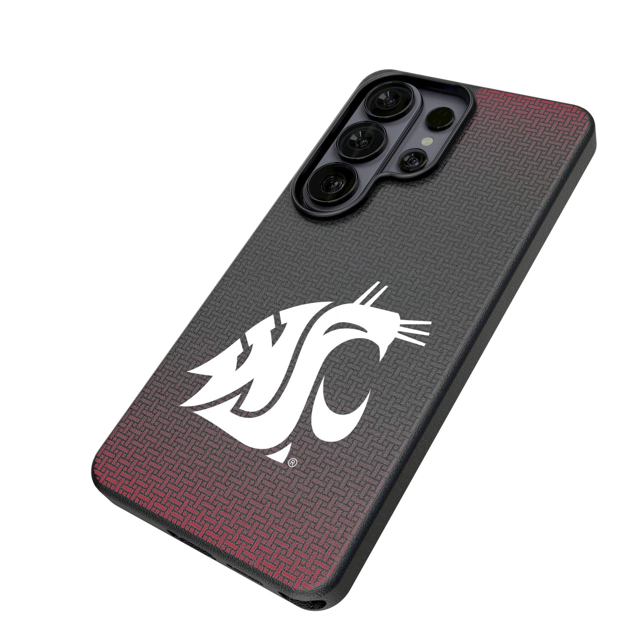 Alt View 1. Keyscaper - Washington State Cougars Linen Galaxy Magnetic Bump Case - S25 Ultra - Black.