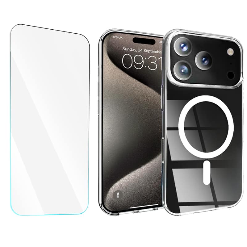 Entronix - iPhone 17 Pro Max Bundle: Magnetic Case & Screen Protector - Clear