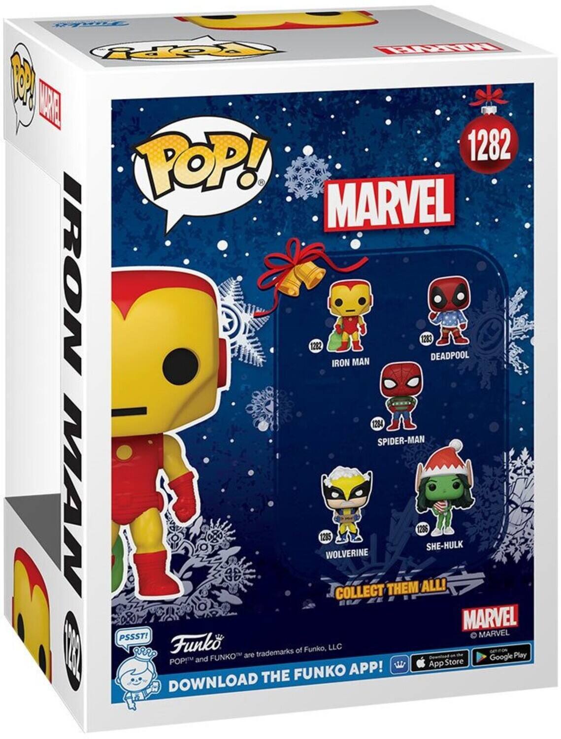POP! MARVEL IRON MAN 1282 DEADPOOL 1283 SPIDER-MAN 1284 WOLVERINE 1285 SHE-HULK 1286 COLLECT THEM ALL! MARVEL PSSST! MARVEL I 8RR Funk trademarks of Funko, LLC and FUNKOT are Download Google Play POP App Store FUNKO APP! DOWNLOAD THE