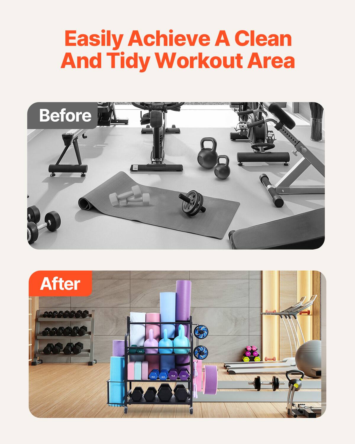Easily Achieve A Clean And Tidy Workout Area

Before

After