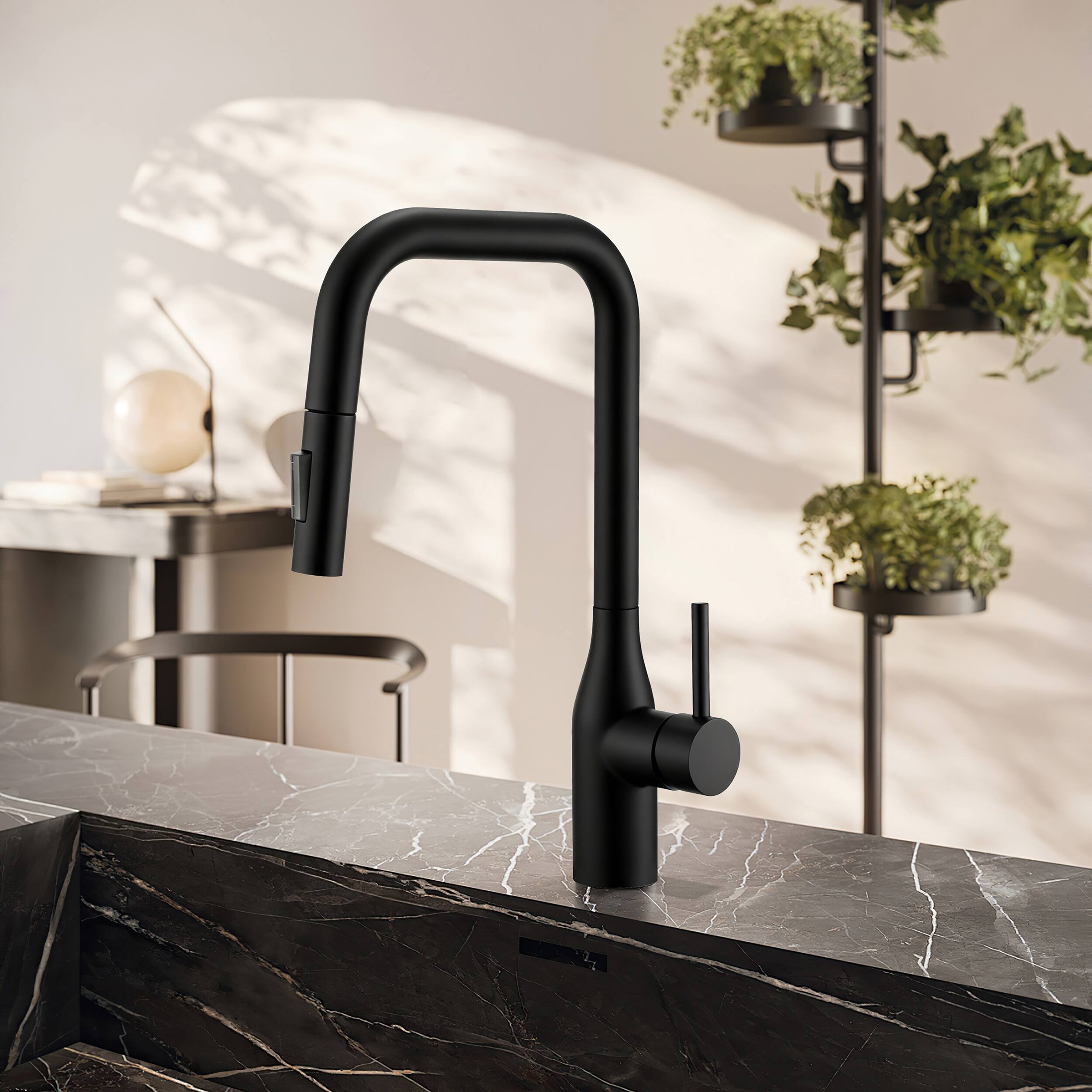 Left. Bothwa Home - Brook 15.6 - Inch Kitchen Faucet - Matt Black.