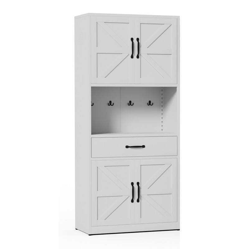 Alt View 1. ALEXOUN - 71" High Steel Kitchen Pantry Storage Cabinet, with Large Countertop,Adjustable Shelves & Quiet Drawers,Easy to Assemble - White.