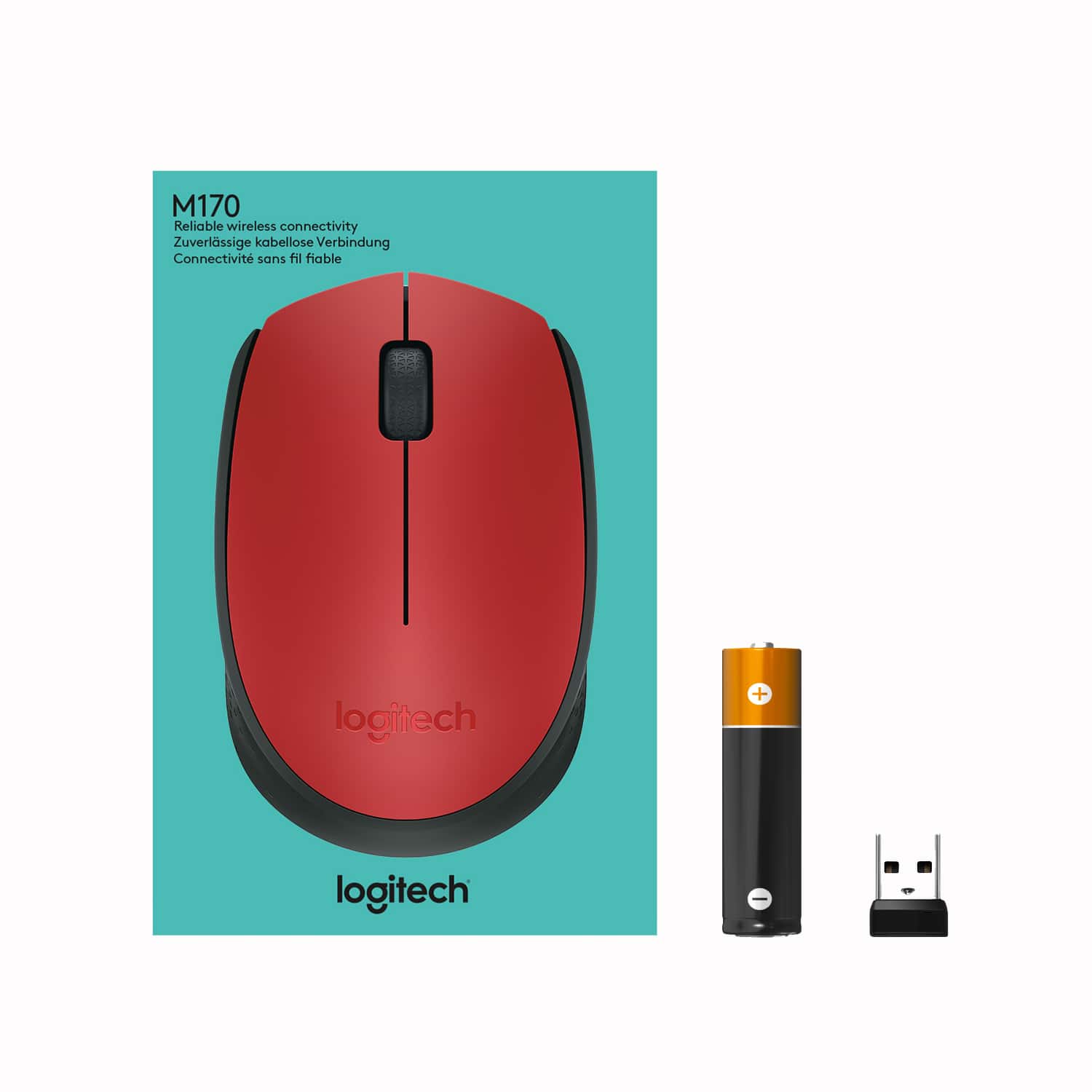 Alt View 17. Logitech - M170 Wireless Compact Optical Ambidextrous Mouse - Red.