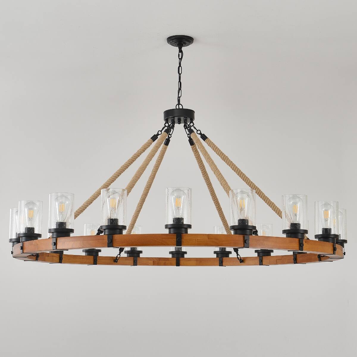 Loheer 18 Light Wagon Wheel Chandelier, Rustic Farmhouse Pendant with ...