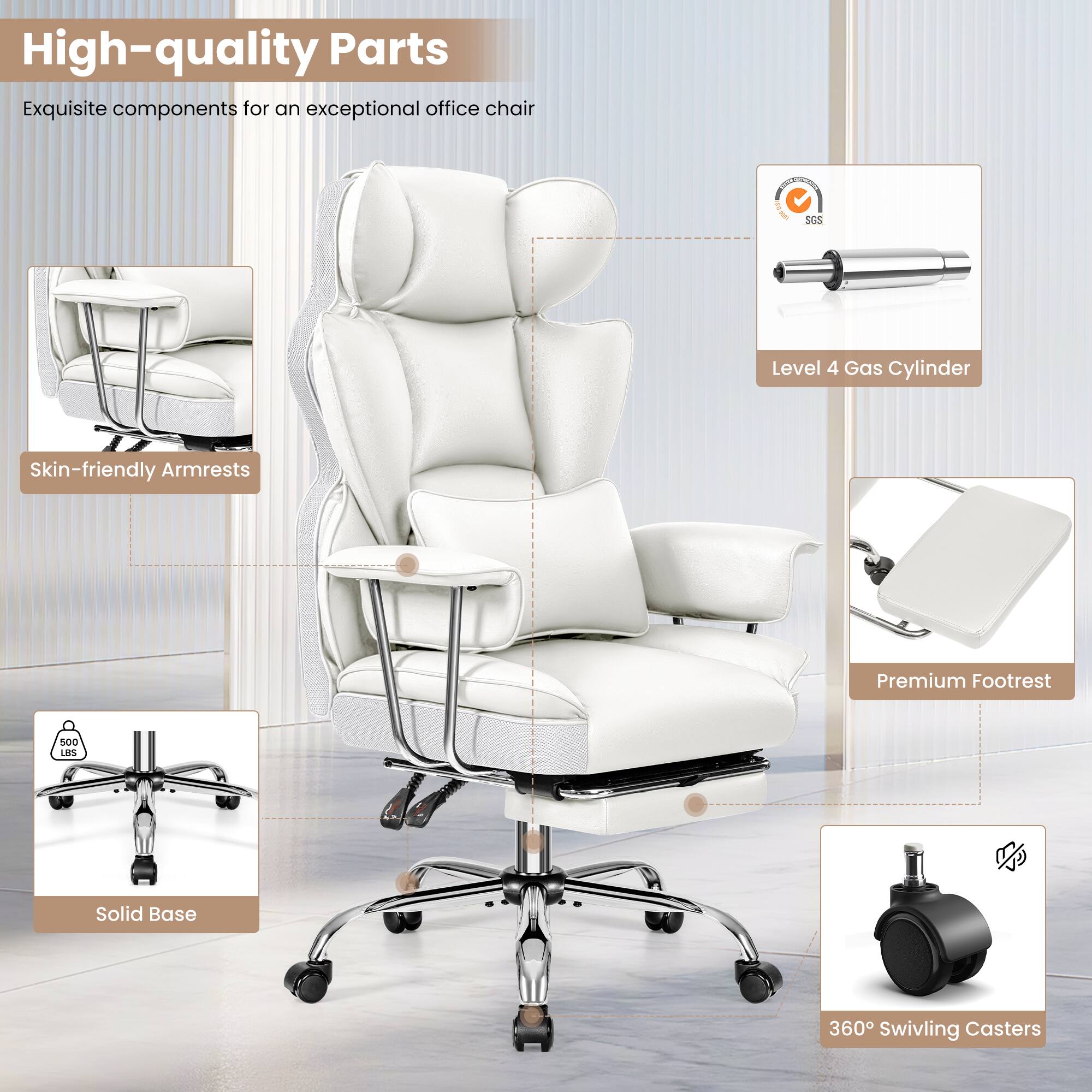 High-quality Parts: Exquisite components for an exceptional office chair.
