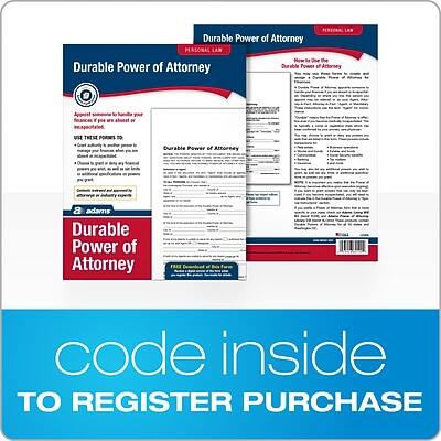 Durable Power of Attorney

PERSONAL LAW

Durable Power of Attorney

Durable Power of Attorney

PERSONAL LAW

code inside TO REGISTER PURCHASE