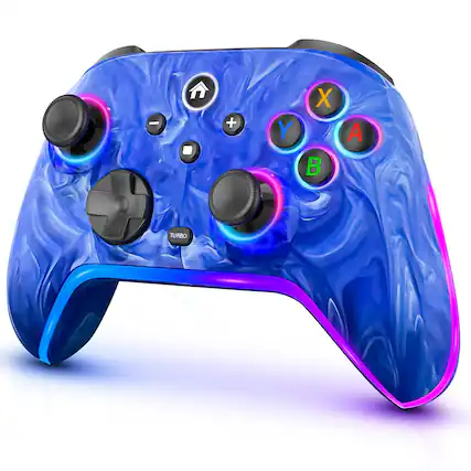 Front. Reds Spade - Wireless Controllers For Switch oled lite switch 2 1200mah Pro Controller With 10 Color Led Lights Rechargeabl - Tie-dye Dark Blue.