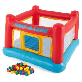 Intex - Inflatable Jump-O-Lene Bounce House w/Multi-Colored Fun Ballz, 100 Pack - Multi-Color