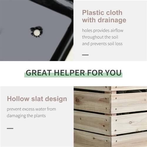 Plastic cloth with drainage holes provides airflow throughout the soil and prevents soil loss.  
GREAT HELPER FOR YOU  
Hollow slat design prevents excess water from damaging the plants.