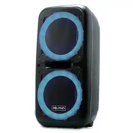 Dolphin Audio - 3600-Watt Portable Bluetooth Rechargeable BoxParty 2120 Party Speaker, Dual 12" Woofers, Lights, Wired Mic, Remote - Black
