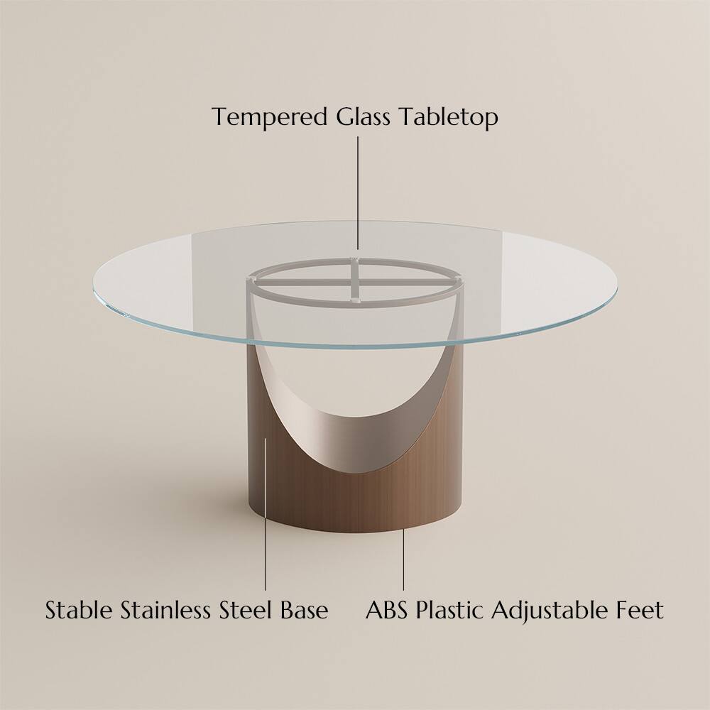 Tempered Glass Tabletop  
Stable Stainless Steel Base  
ABS Plastic Adjustable Feet