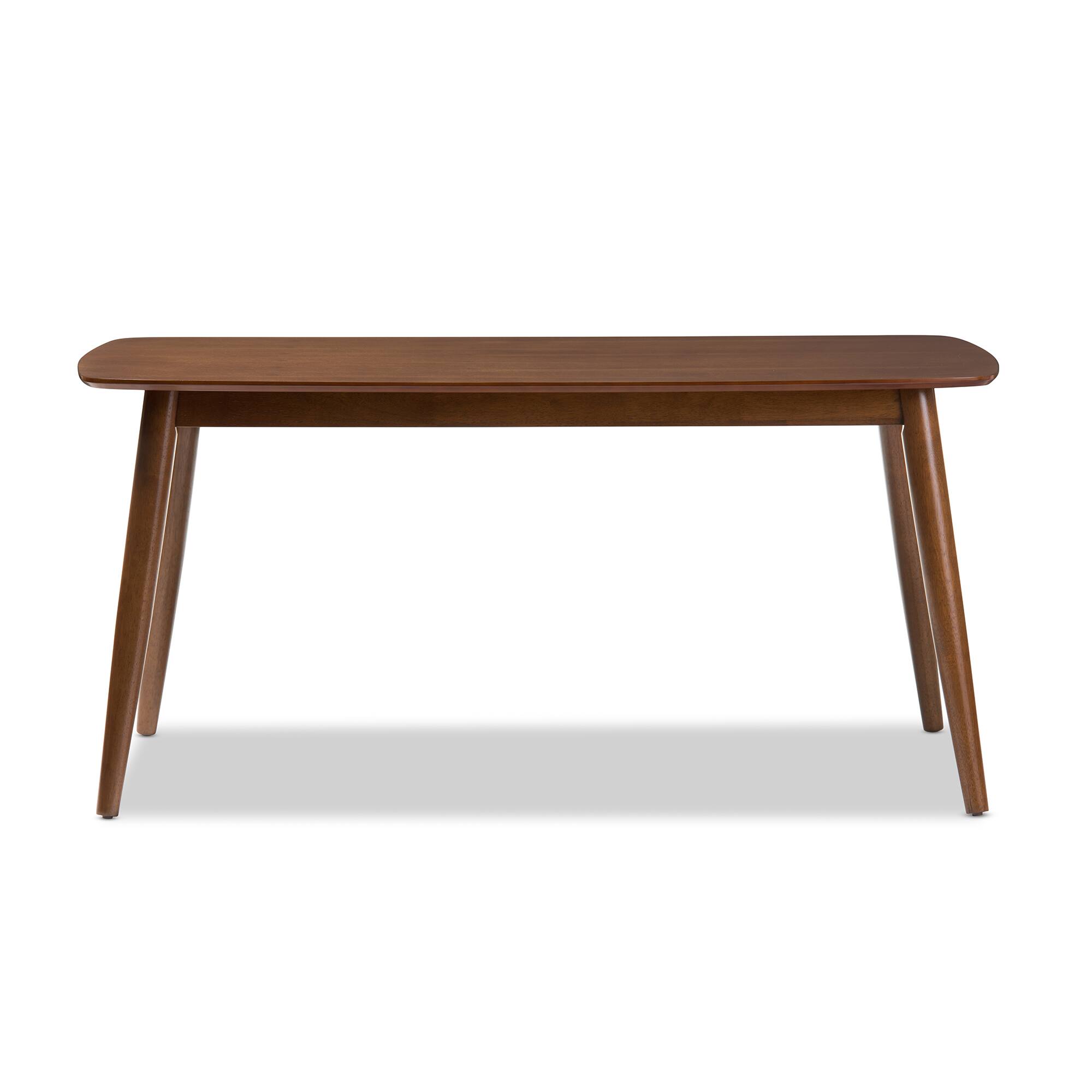 Angle. Baxton Studio - Flora Mid-Century Modern Medium Finishing Wood Dining Table - "Oak" Medium Brown.