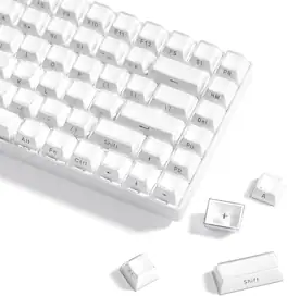 Womier - Jelly Keycaps,Side Printed Elegant Crystal Key caps for Most US Layout Cherry Gateron MX Switch Mechanical Keyboard - White