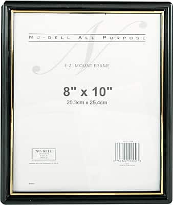 Nu-Dell - EZ Mount 8" x 10" Plastic Document Frame, with Gold Border - Black