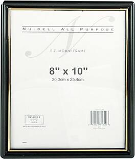 Nu-Dell - EZ Mount 8" x 10" Plastic Document Frame, with Gold Border - Black