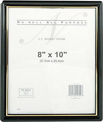 Nu-Dell - NuDell EZ Mount 8" x 10" Plastic Document Frame, with Gold Border (11800) - Black