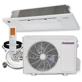 Pioneer - Quantum Ultra 18,000 BTU 1.5 Ton 22 SEER Single-Way Ceiling Cassette Mini Split Air Conditioner with Heat Pump 230-Volt - White