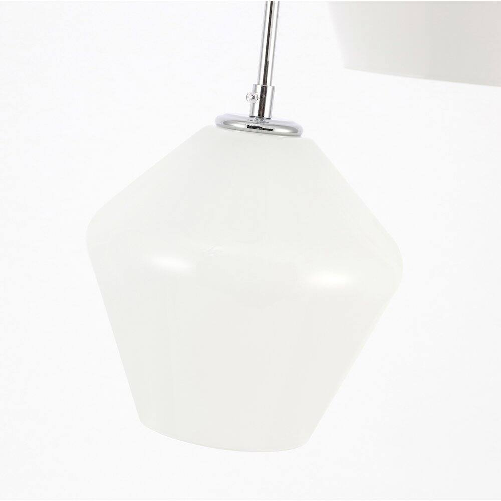 Alt View 2. Living District - Gene 3 Light Chrome And Frosted White Glass Pendant - Chrome And Frosted White Glass.