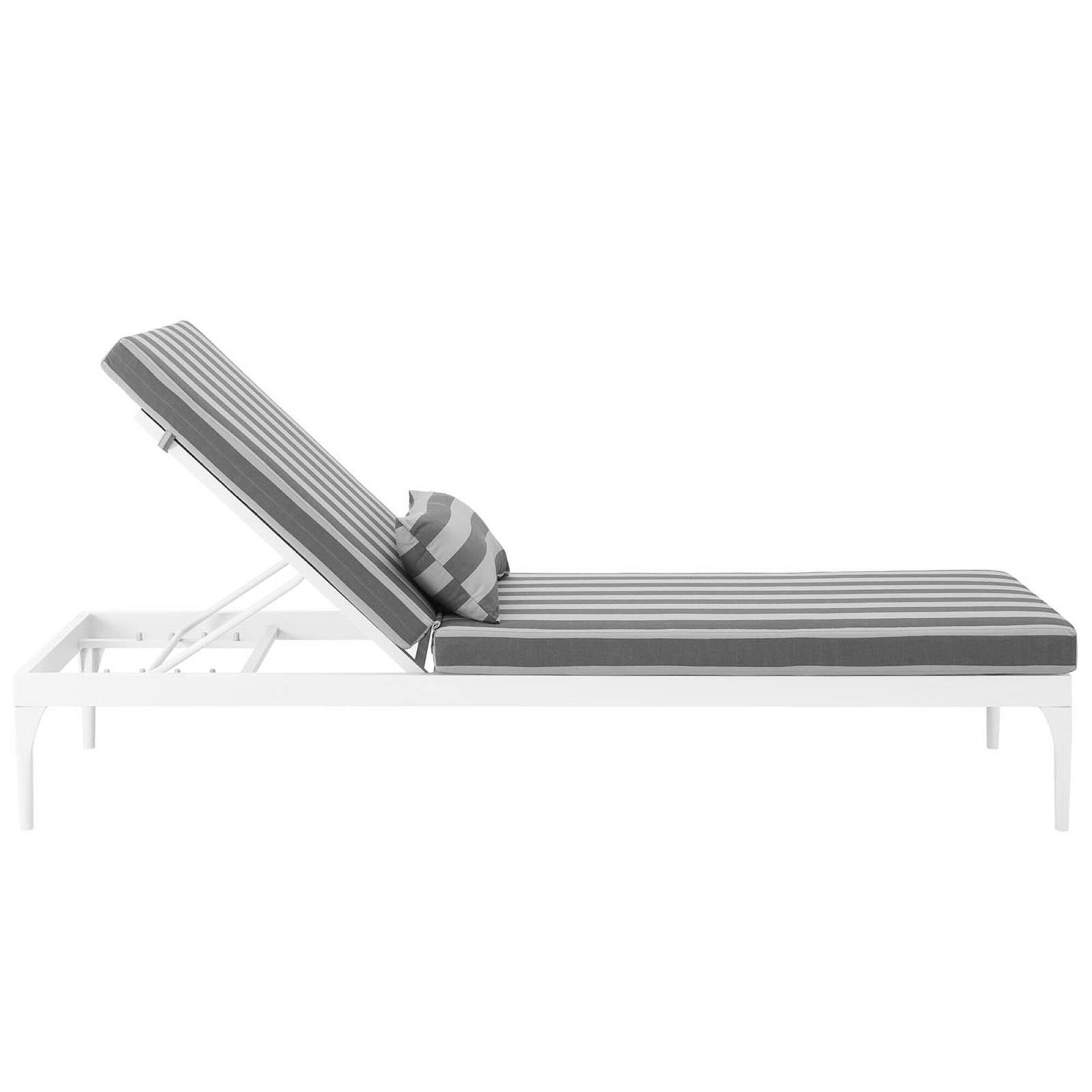 Alt View 1. Modway - Perspective Cushion Outdoor Patio Chaise Lounge Chair by Modway - White Striped Gray.
