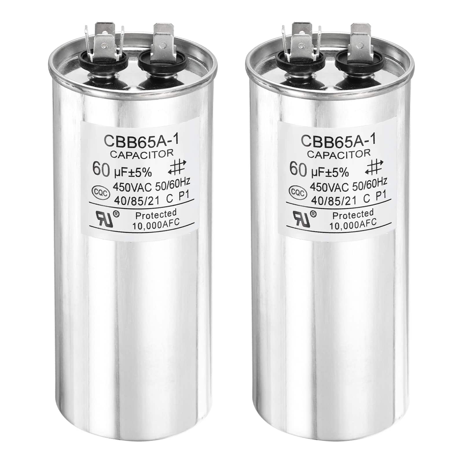 Unique Bargains - 2pcs CBB65 Capacitor 60uF 450V Run Round for AC Motor Start HVAC Compressor Generator Air Condenser - Silver price history on PriceWatchPro