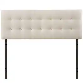 Hivvago - Queen size Modern Fabric Upholstered Button Tufted Headboard - Ivory